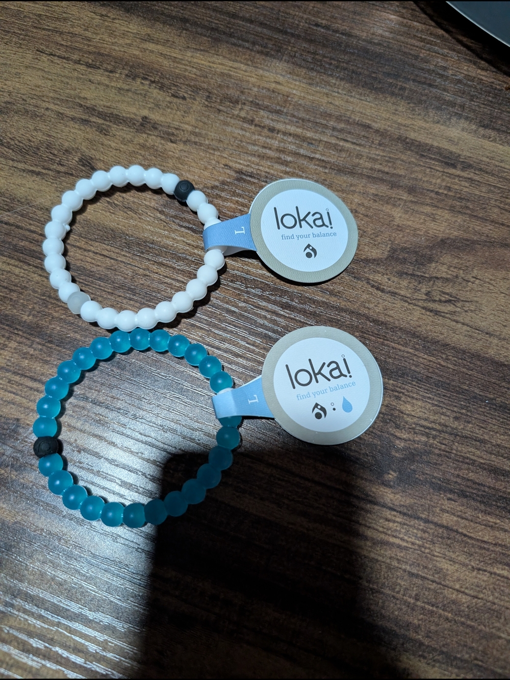 Lokai Beaded Bracelet Duo in White & Teal Both Are NWT